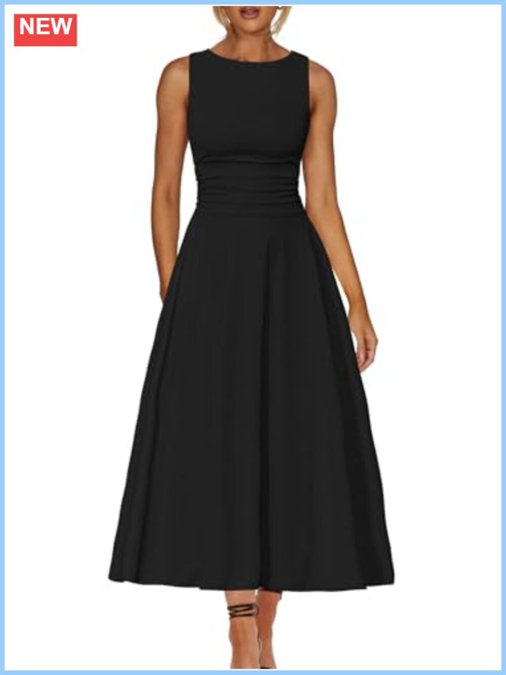 Flowy A-Line Maxi Dress Sleeveless Ruffle Hem Wedding Guest
